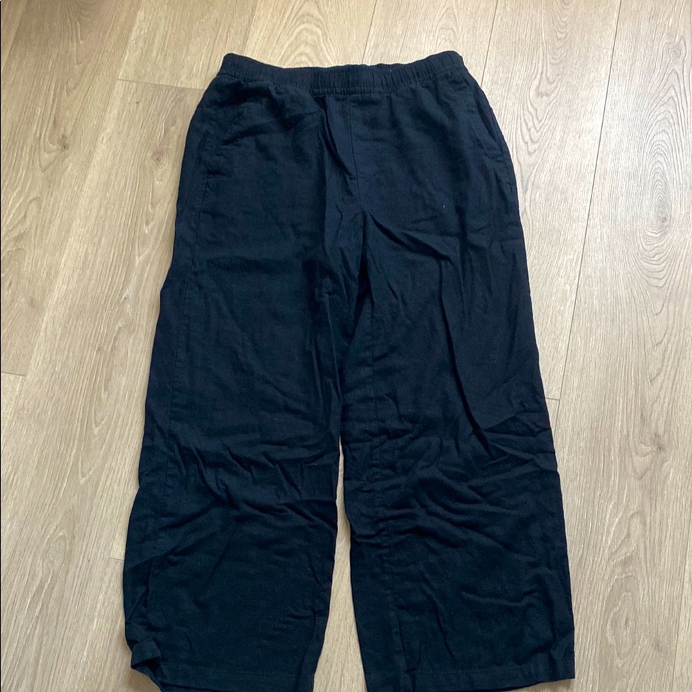 Old Navy women Black wide leg linen draw string pant